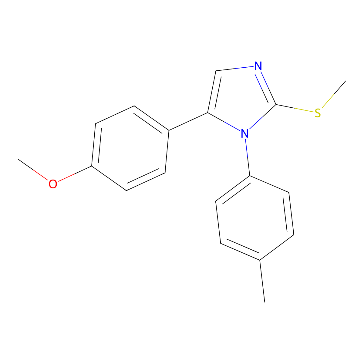 5-(4-methoxyphenyl)-2-(methylthio)-1-(p-tolyl)-1H-imidazole molecular structure, CAS 1207010-50-1