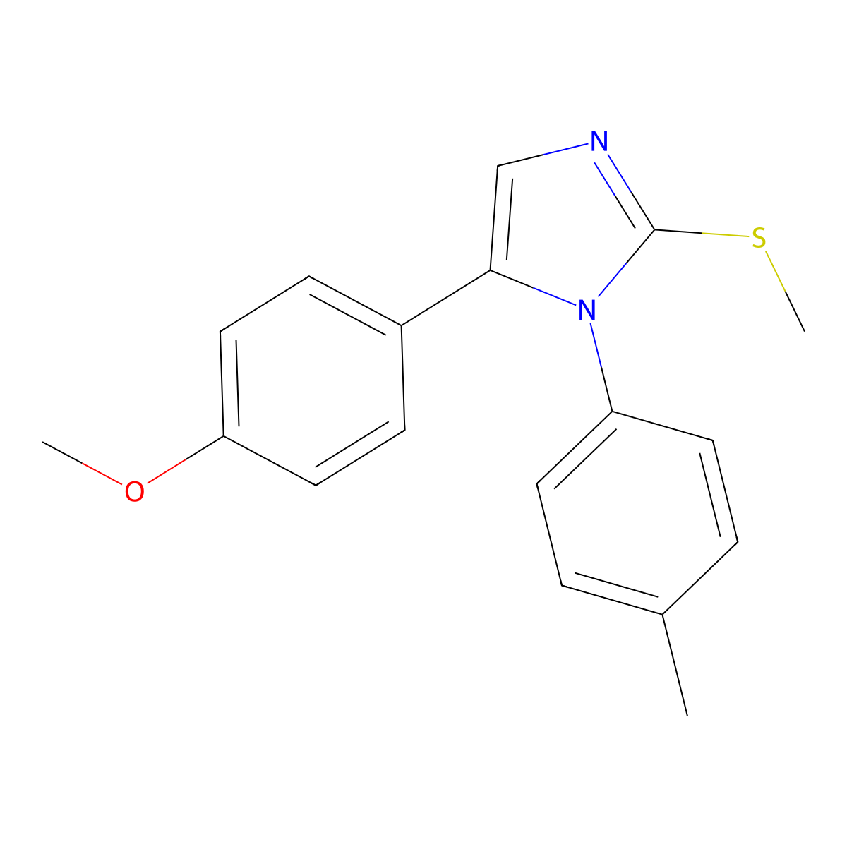 5-(4-methoxyphenyl)-2-(methylthio)-1-(p-tolyl)-1H-imidazole molecular structure, CAS 1207010-50-1