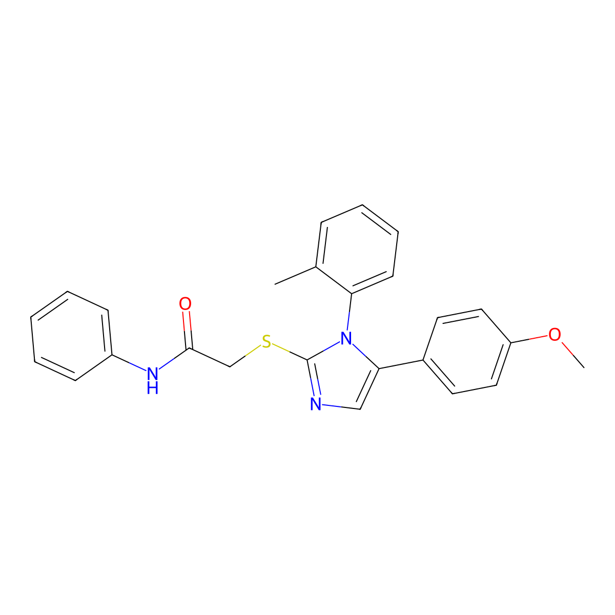2-((5-(4-methoxyphenyl)-1-(o-tolyl)-1H-imidazol-2-yl)thio)-N-phenylacetamide molecular structure, CAS 1207010-53-4