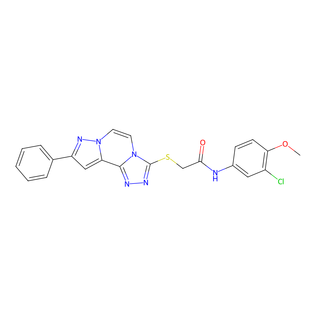 N-(3-chloro-4-methoxyphenyl)-2-((9-phenylpyrazolo[1,5-a][1,2,4]triazolo[3,4-c]pyrazin-3-yl)thio)acetamide molecular structure, CAS 1207010-59-0