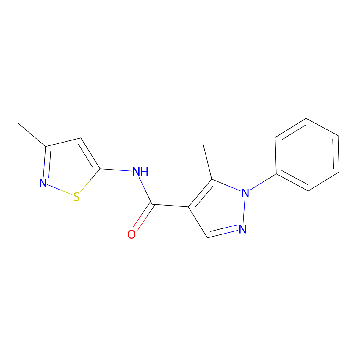 5-methyl-N-(3-methylisothiazol-5-yl)-1-phenyl-1H-pyrazole-4-carboxamide molecular structure, CAS 1207010-74-9