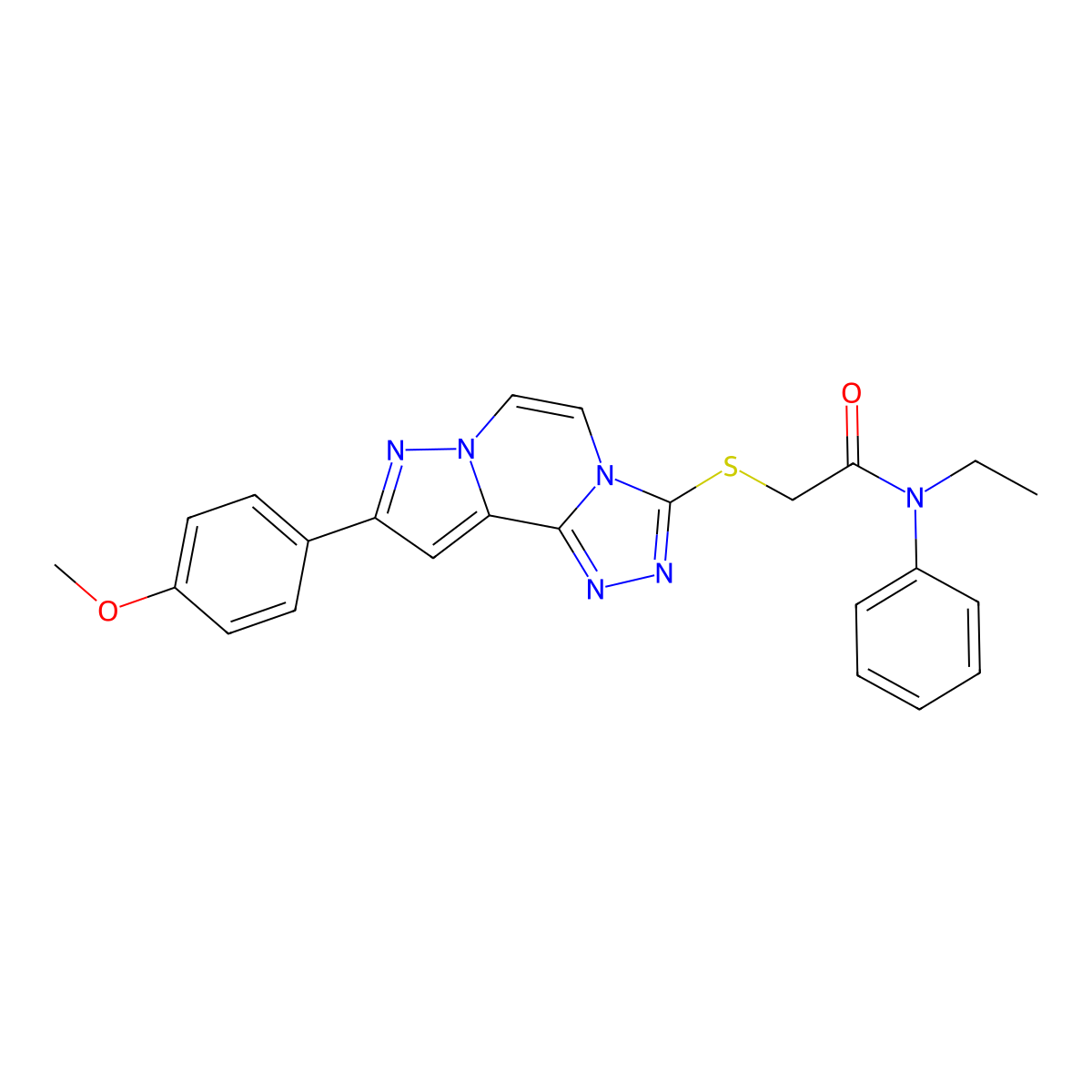 N-ethyl-2-[[11-(4-methoxyphenyl)-3,4,6,9,10-pentazatricyclo[7.3.0.02,6]dodeca-1(12),2,4,7,10-pentaen-5-yl]sulfanyl]-N-phenylacetamide molecular structure, CAS 1207010-75-0