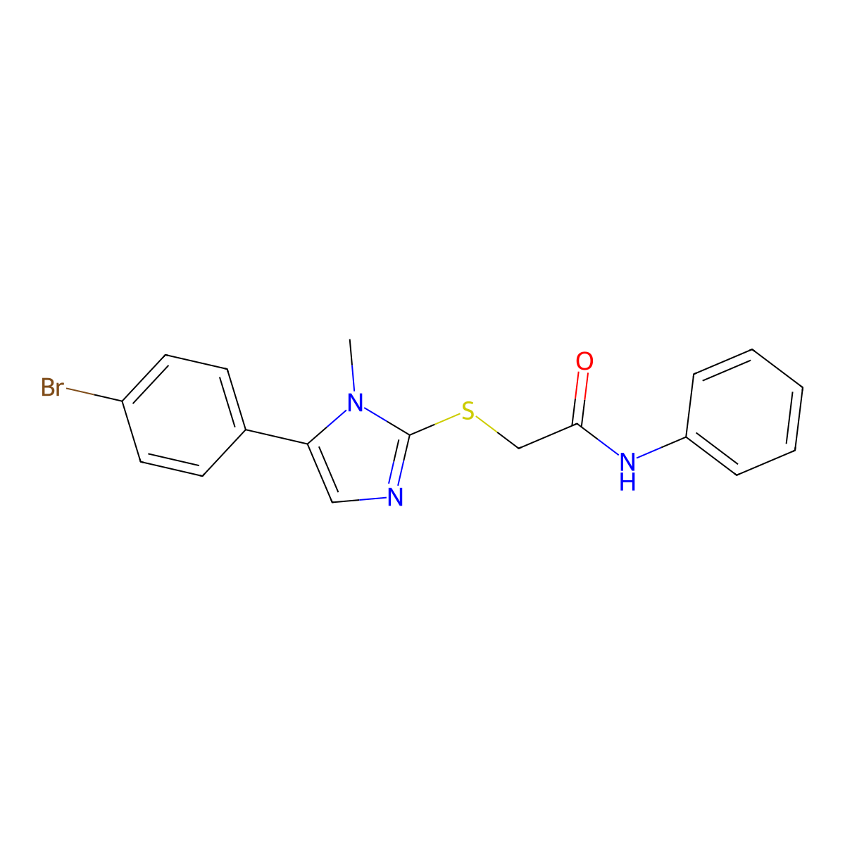 2-((5-(4-bromophenyl)-1-methyl-1H-imidazol-2-yl)thio)-N-phenylacetamide molecular structure, CAS 1207010-78-3