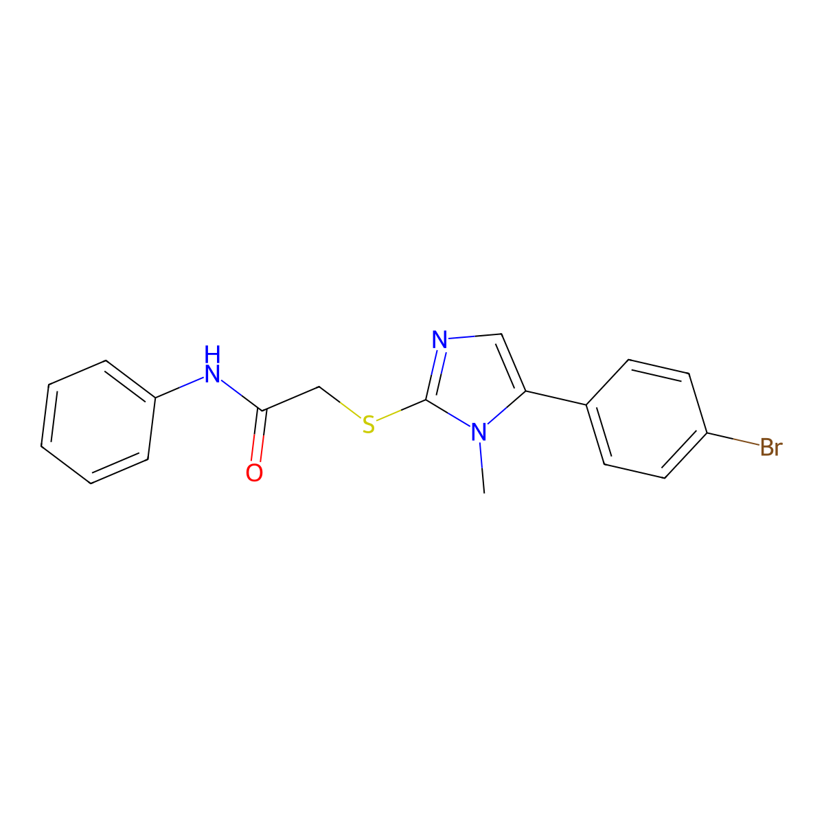 2-((5-(4-bromophenyl)-1-methyl-1H-imidazol-2-yl)thio)-N-phenylacetamide molecular structure, CAS 1207010-78-3