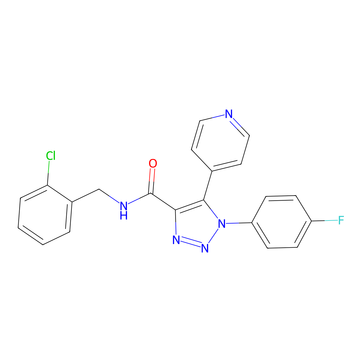 N-(2-chlorobenzyl)-1-(4-fluorophenyl)-5-(pyridin-4-yl)-1H-1,2,3-triazole-4-carboxamide molecular structure, CAS 1207010-85-2