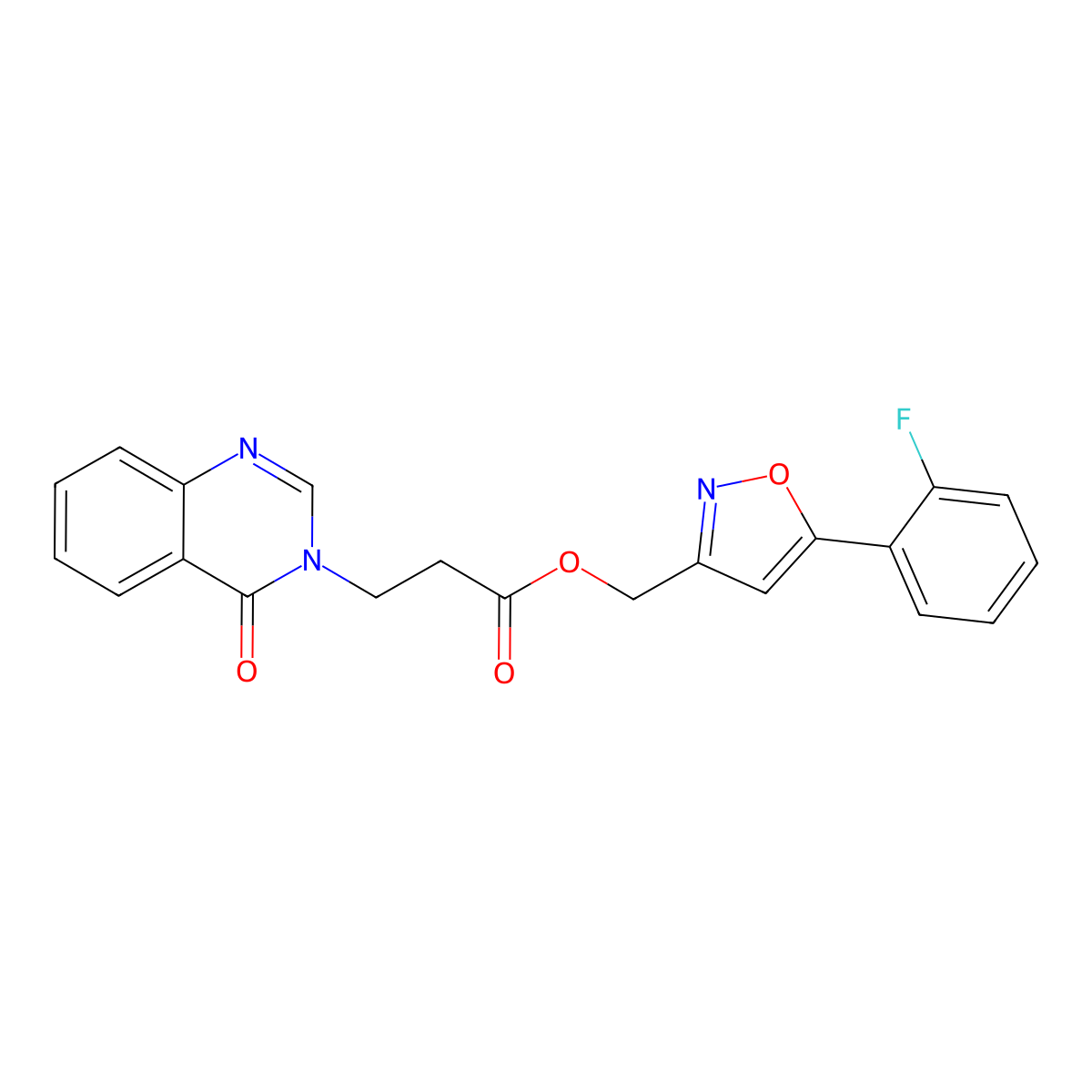 (5-(2-fluorophenyl)isoxazol-3-yl)methyl 3-(4-oxoquinazolin-3(4H)-yl)propanoate molecular structure, CAS 1207010-90-9
