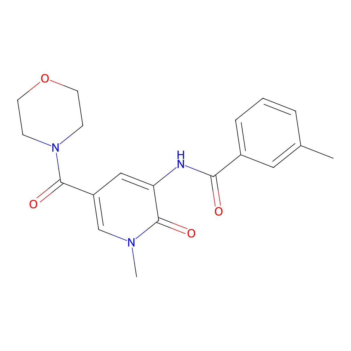 3-methyl-N-[1-methyl-5-(morpholine-4-carbonyl)-2-oxo-1,2-dihydropyridin-3-yl]benzamide molecular structure, CAS 1207010-92-1