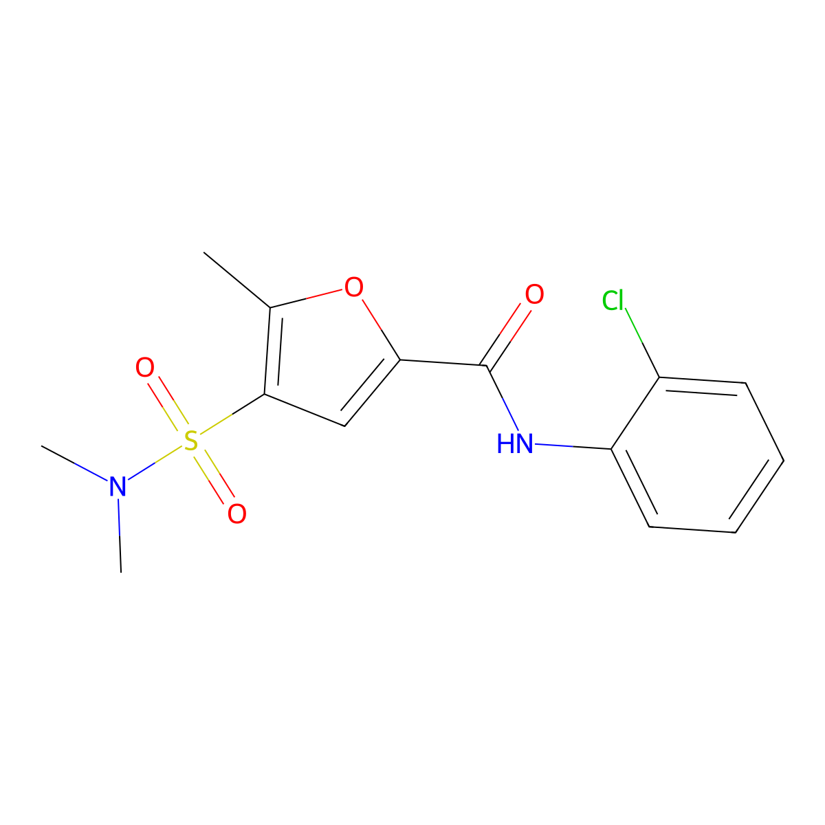 N-(2-chlorophenyl)-4-(dimethylsulfamoyl)-5-methylfuran-2-carboxamide molecular structure, CAS 1207010-96-5