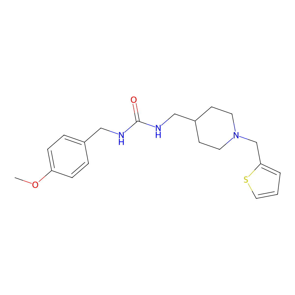 1-(4-Methoxybenzyl)-3-((1-(thiophen-2-ylmethyl)piperidin-4-yl)methyl)urea molecular structure, CAS 1207010-98-7