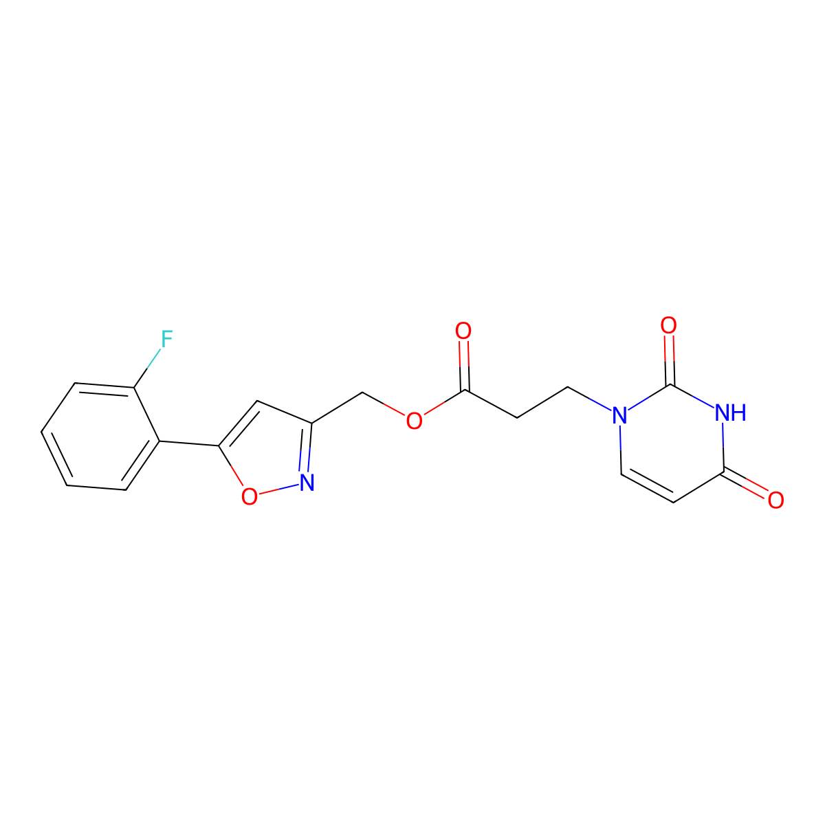 (5-(2-fluorophenyl)isoxazol-3-yl)methyl 3-(2,4-dioxo-3,4-dihydropyrimidin-1(2H)-yl)propanoate molecular structure, CAS 1207010-99-8
