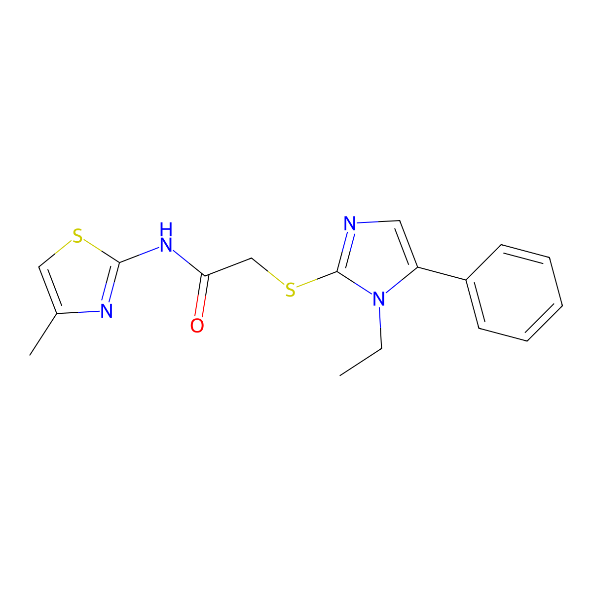 2-((1-ethyl-5-phenyl-1H-imidazol-2-yl)thio)-N-(4-methylthiazol-2-yl)acetamide molecular structure, CAS 1207011-01-5