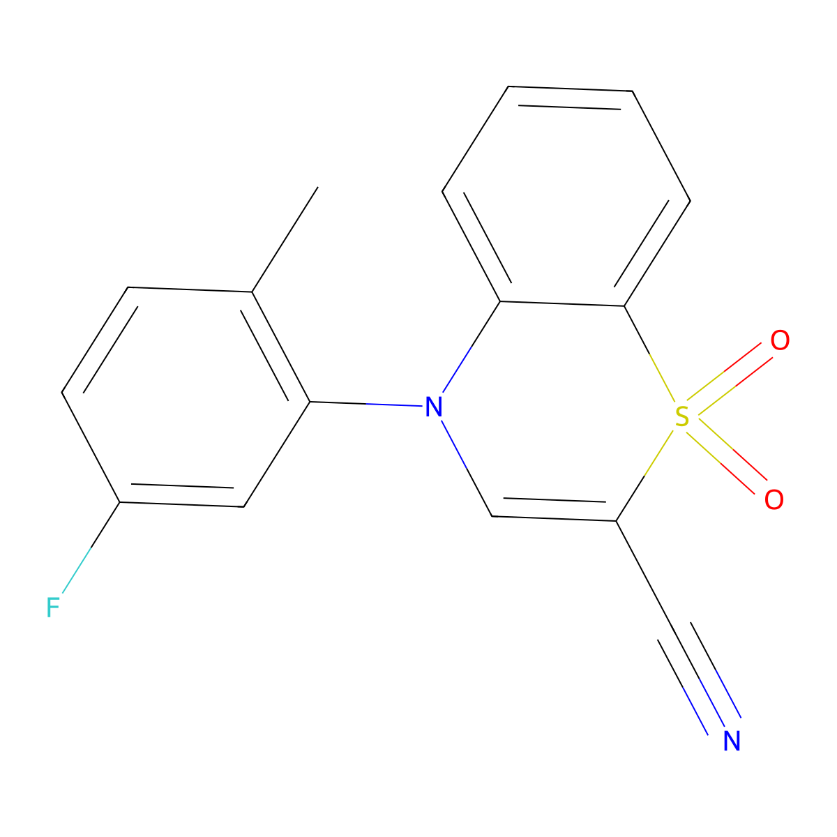 4-(5-fluoro-2-methylphenyl)-4H-benzo[b][1,4]thiazine-2-carbonitrile 1,1-dioxide molecular structure, CAS 1207011-07-1