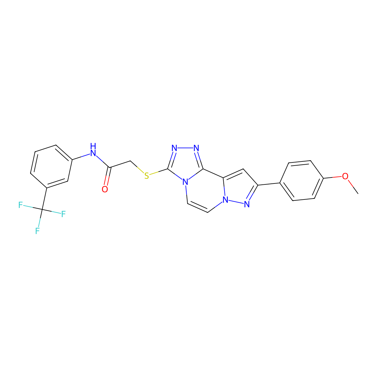 2-((9-(4-methoxyphenyl)pyrazolo[1,5-a][1,2,4]triazolo[3,4-c]pyrazin-3-yl)thio)-N-(3-(trifluoromethyl)phenyl)acetamide molecular structure, CAS 1207011-09-3