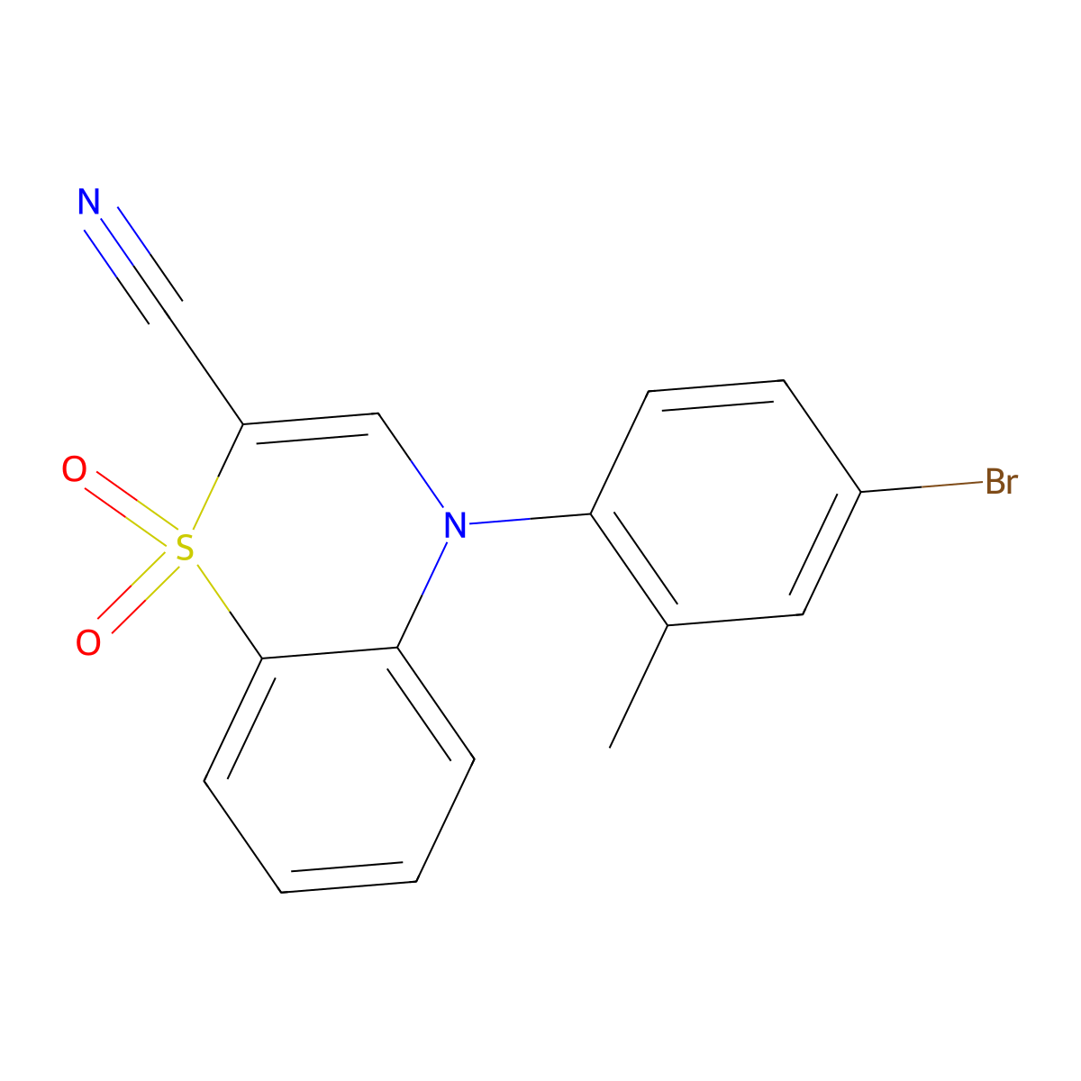 4-(4-bromo-2-methylphenyl)-4H-benzo[b][1,4]thiazine-2-carbonitrile 1,1-dioxide molecular structure, CAS 1207011-13-9