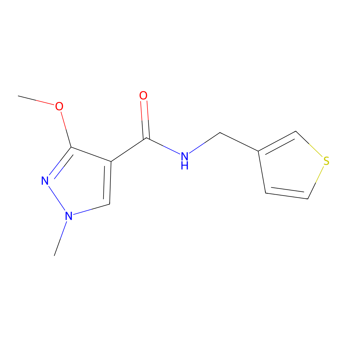 3-methoxy-1-methyl-N-(thiophen-3-ylmethyl)-1H-pyrazole-4-carboxamide molecular structure, CAS 1207011-14-0