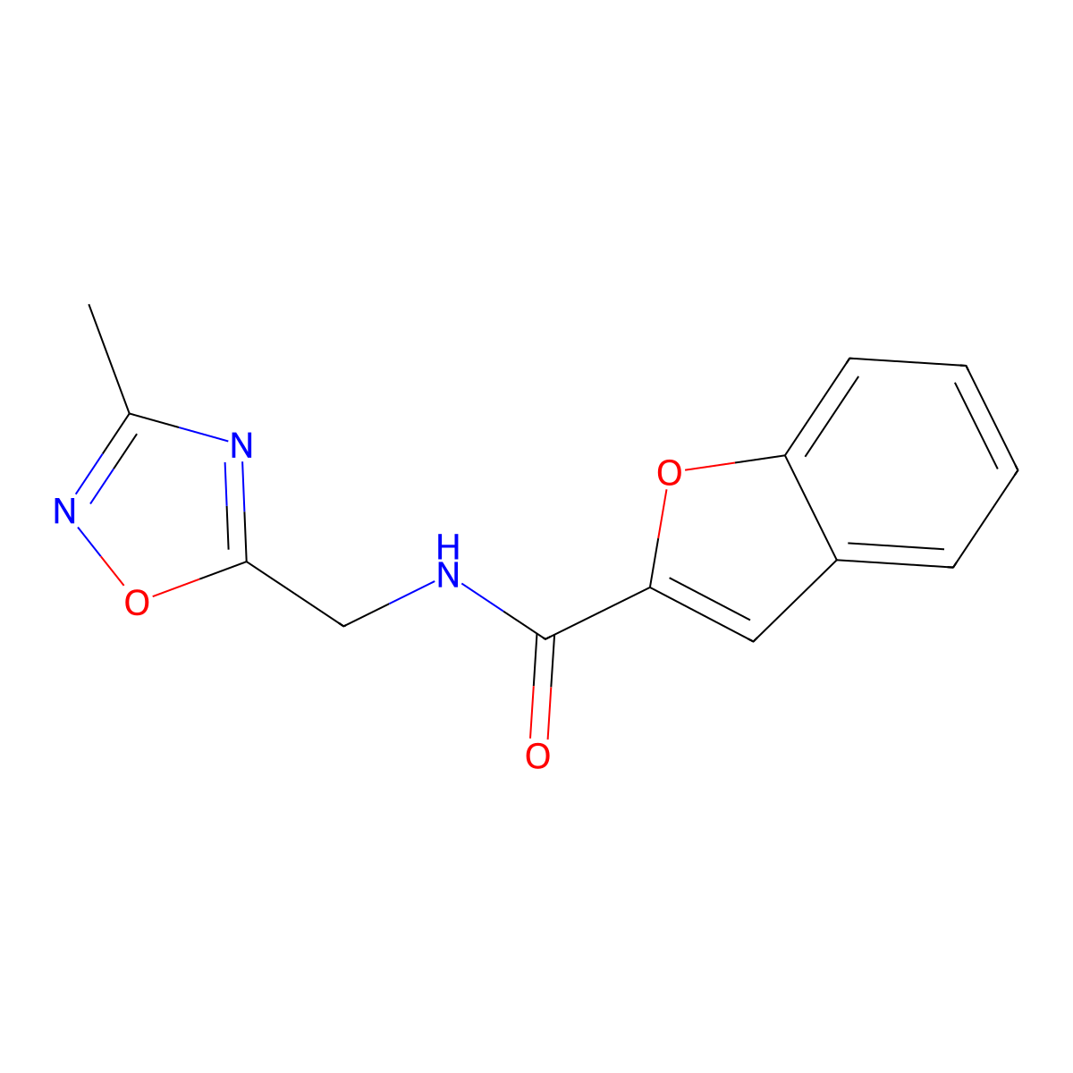 N-((3-methyl-1,2,4-oxadiazol-5-yl)methyl)benzofuran-2-carboxamide molecular structure, CAS 1207011-17-3