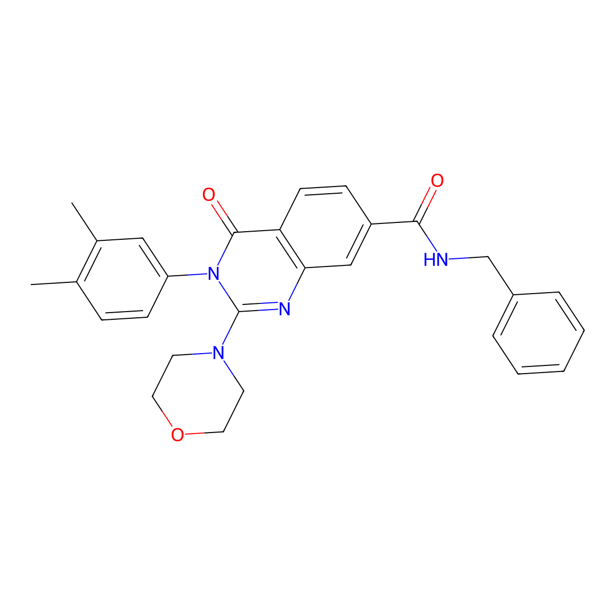 N-benzyl-3-(3,4-dimethylphenyl)-2-morpholino-4-oxo-3,4-dihydroquinazoline-7-carboxamide molecular structure, CAS 1207011-18-4