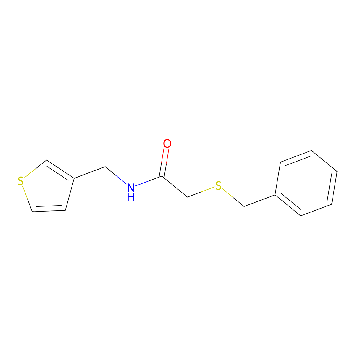 2-(benzylthio)-N-(thiophen-3-ylmethyl)acetamide molecular structure, CAS 1207011-19-5
