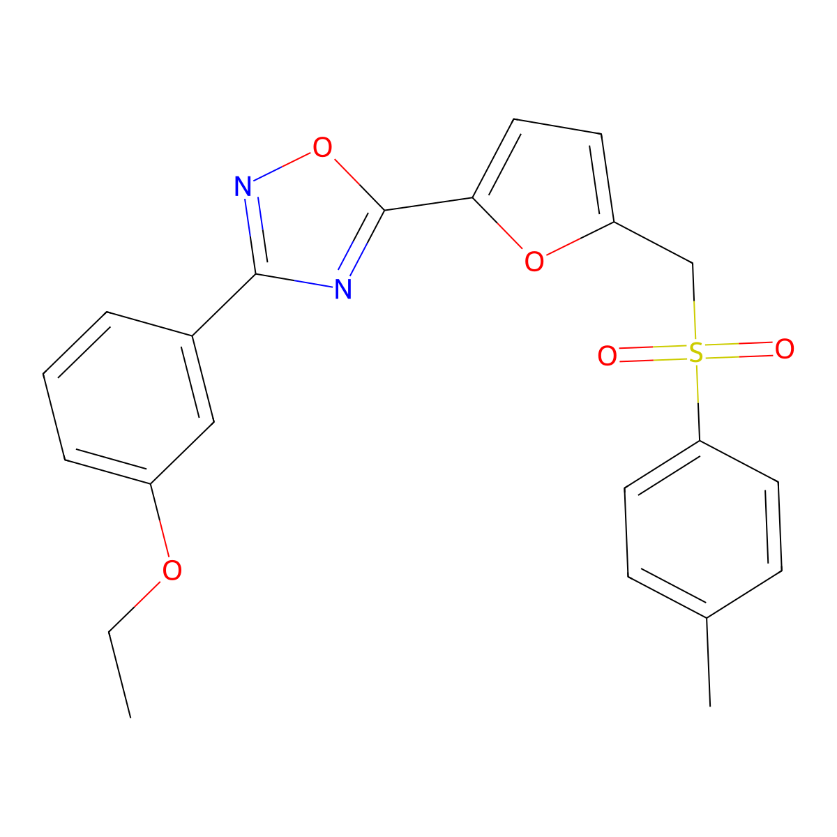 3-(3-Ethoxyphenyl)-5-(5-(tosylmethyl)furan-2-yl)-1,2,4-oxadiazole molecular structure, CAS 1207011-21-9