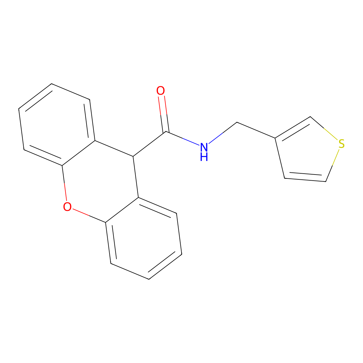 N-(thiophen-3-ylmethyl)-9H-xanthene-9-carboxamide molecular structure, CAS 1207011-22-0