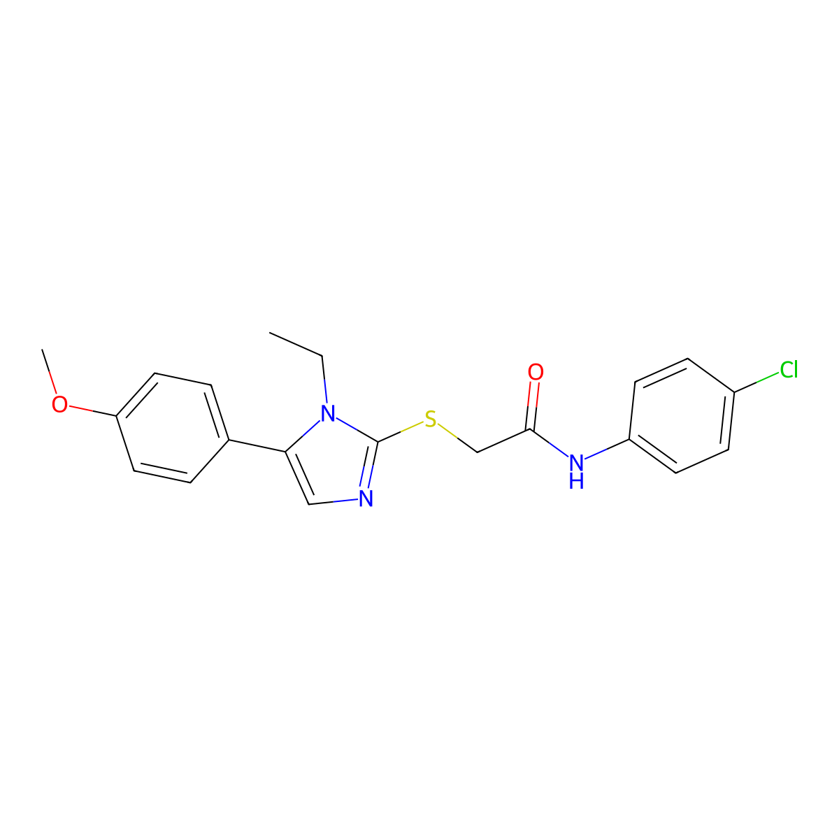 N-(4-chlorophenyl)-2-((1-ethyl-5-(4-methoxyphenyl)-1H-imidazol-2-yl)thio)acetamide molecular structure, CAS 1207011-25-3