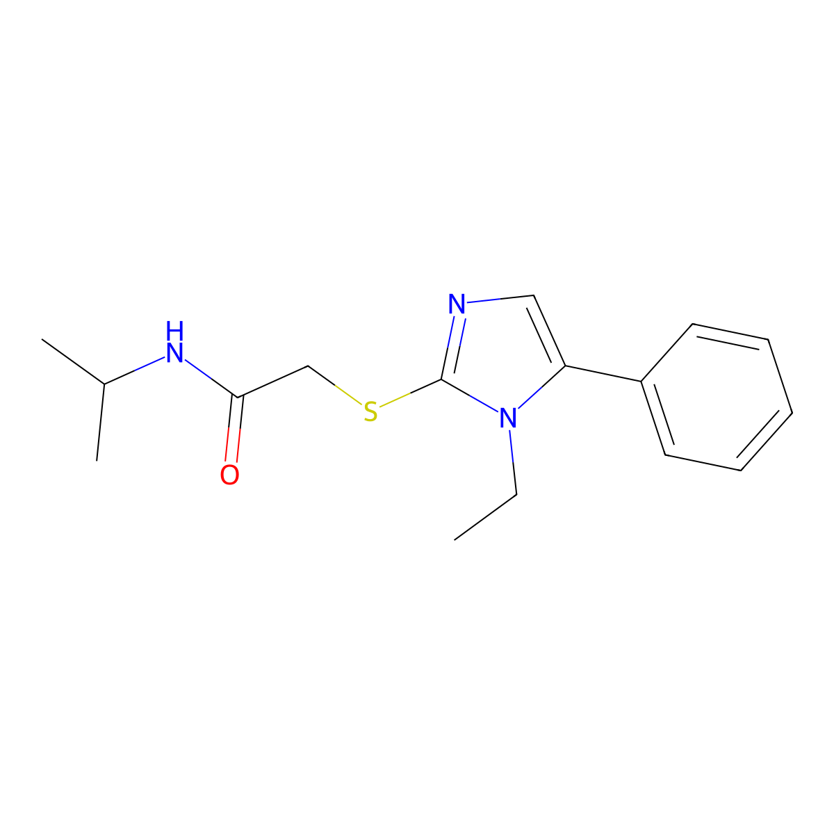2-((1-ethyl-5-phenyl-1H-imidazol-2-yl)thio)-N-isopropylacetamide molecular structure, CAS 1207011-31-1