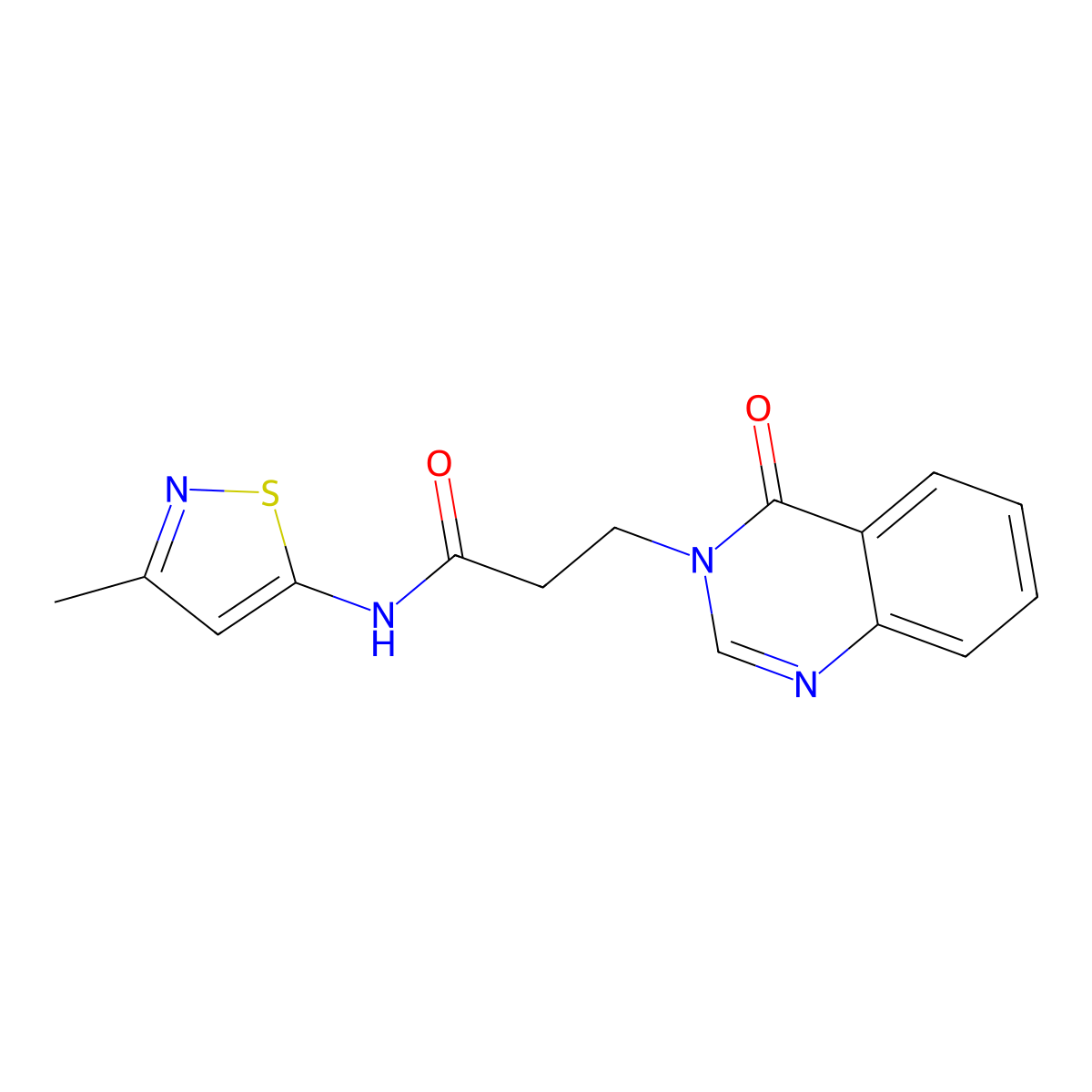 N-(3-methylisothiazol-5-yl)-3-(4-oxoquinazolin-3(4H)-yl)propanamide molecular structure, CAS 1207011-36-6
