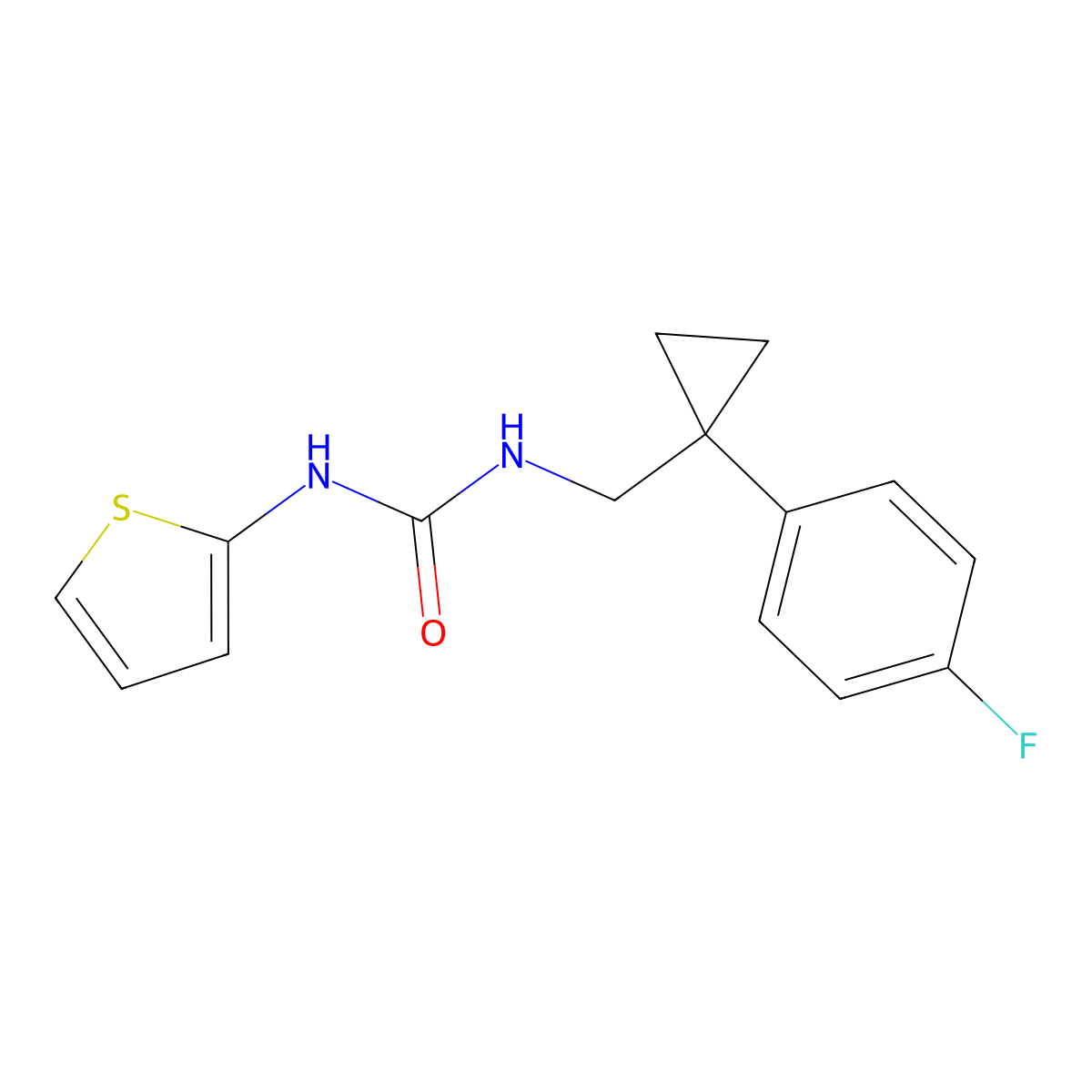 1-((1-(4-Fluorophenyl)cyclopropyl)methyl)-3-(thiophen-2-yl)urea molecular structure, CAS 1207011-38-8