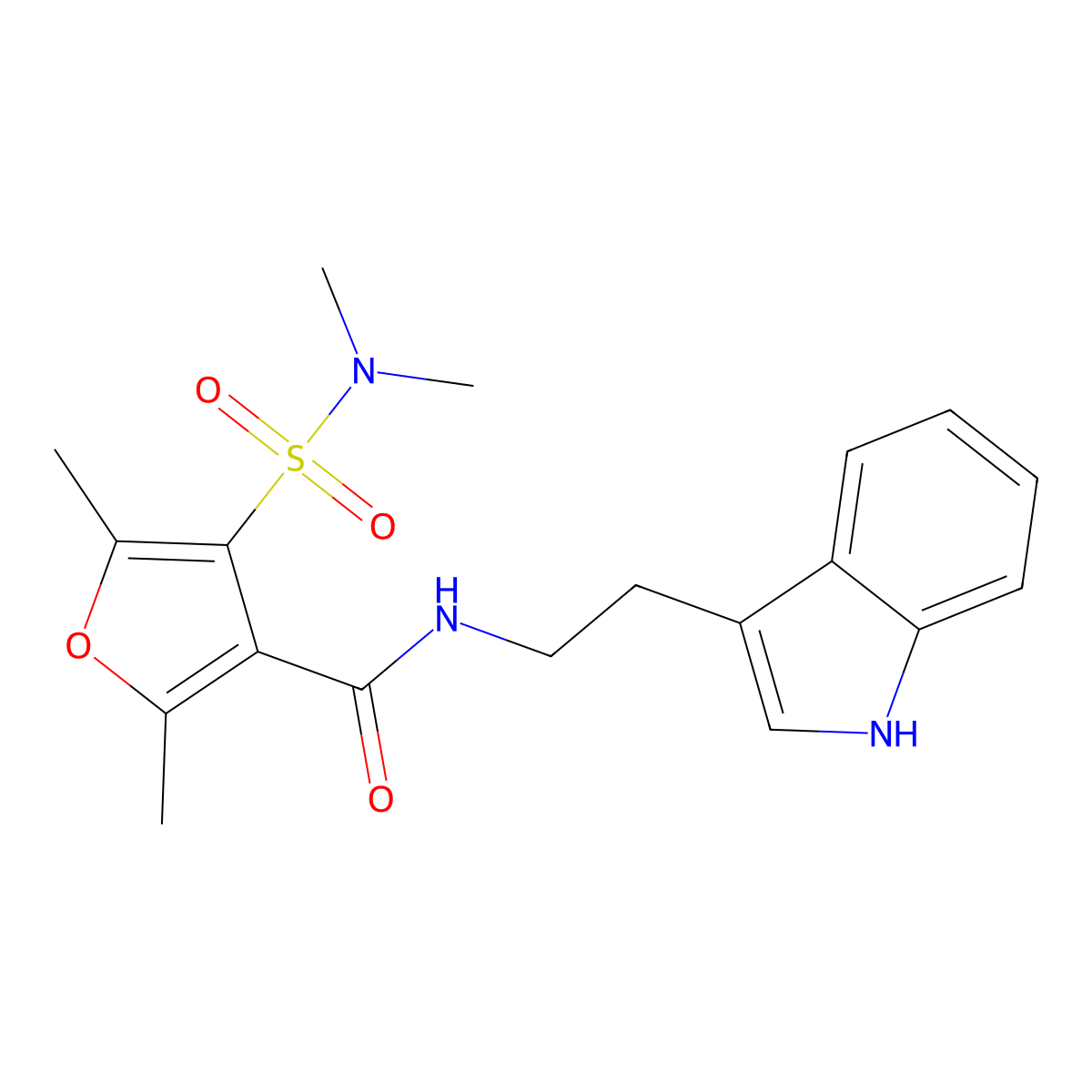 4-(dimethylsulfamoyl)-N-[2-(1H-indol-3-yl)ethyl]-2,5-dimethylfuran-3-carboxamide molecular structure, CAS 1207011-45-7