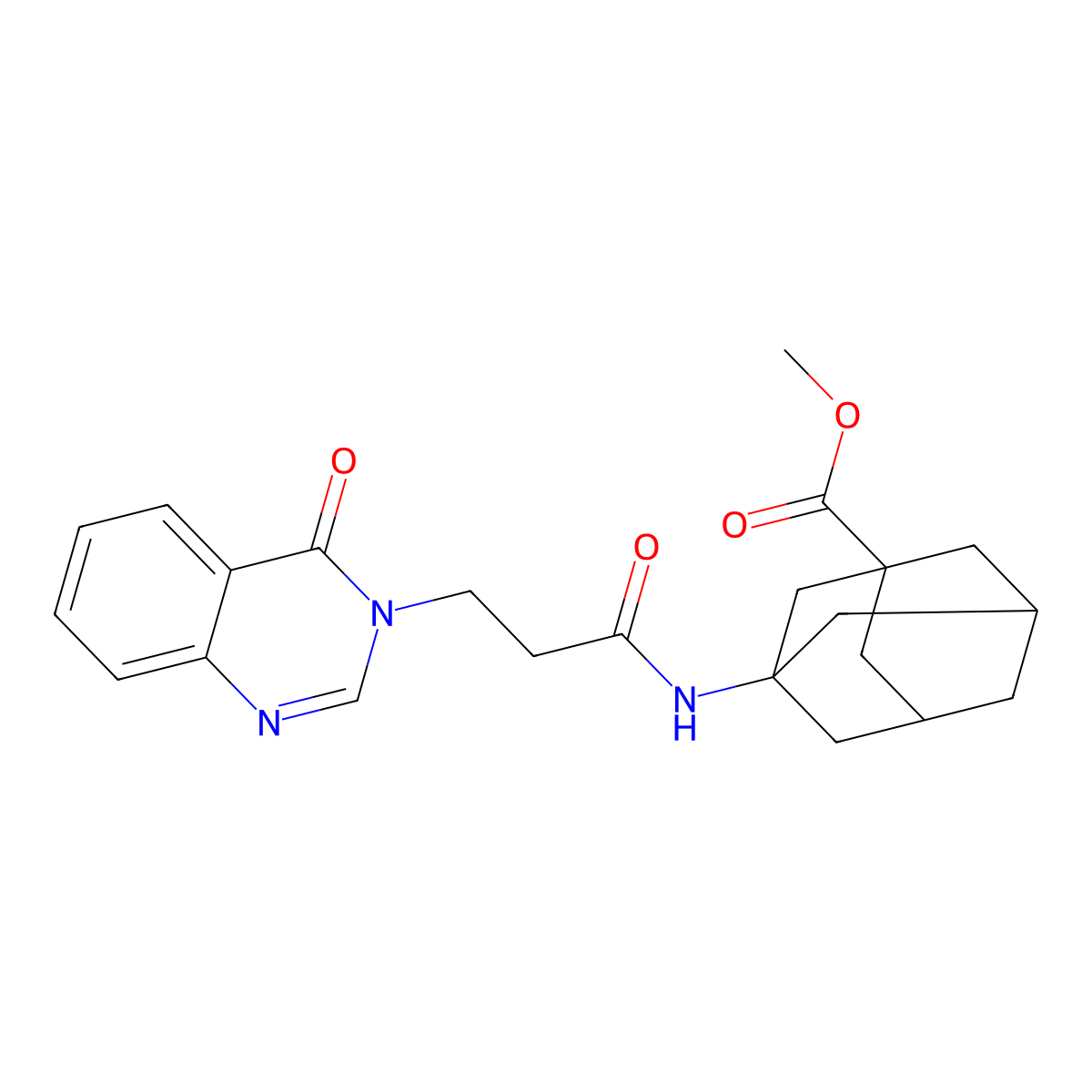 (1r,3s,5R,7S)-methyl 3-(3-(4-oxoquinazolin-3(4H)-yl)propanamido)adamantane-1-carboxylate molecular structure, CAS 1207011-52-6