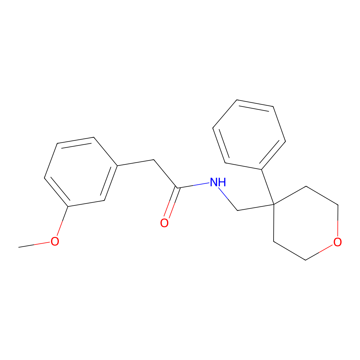 2-(3-methoxyphenyl)-N-((4-phenyltetrahydro-2H-pyran-4-yl)methyl)acetamide molecular structure, CAS 1207011-54-8