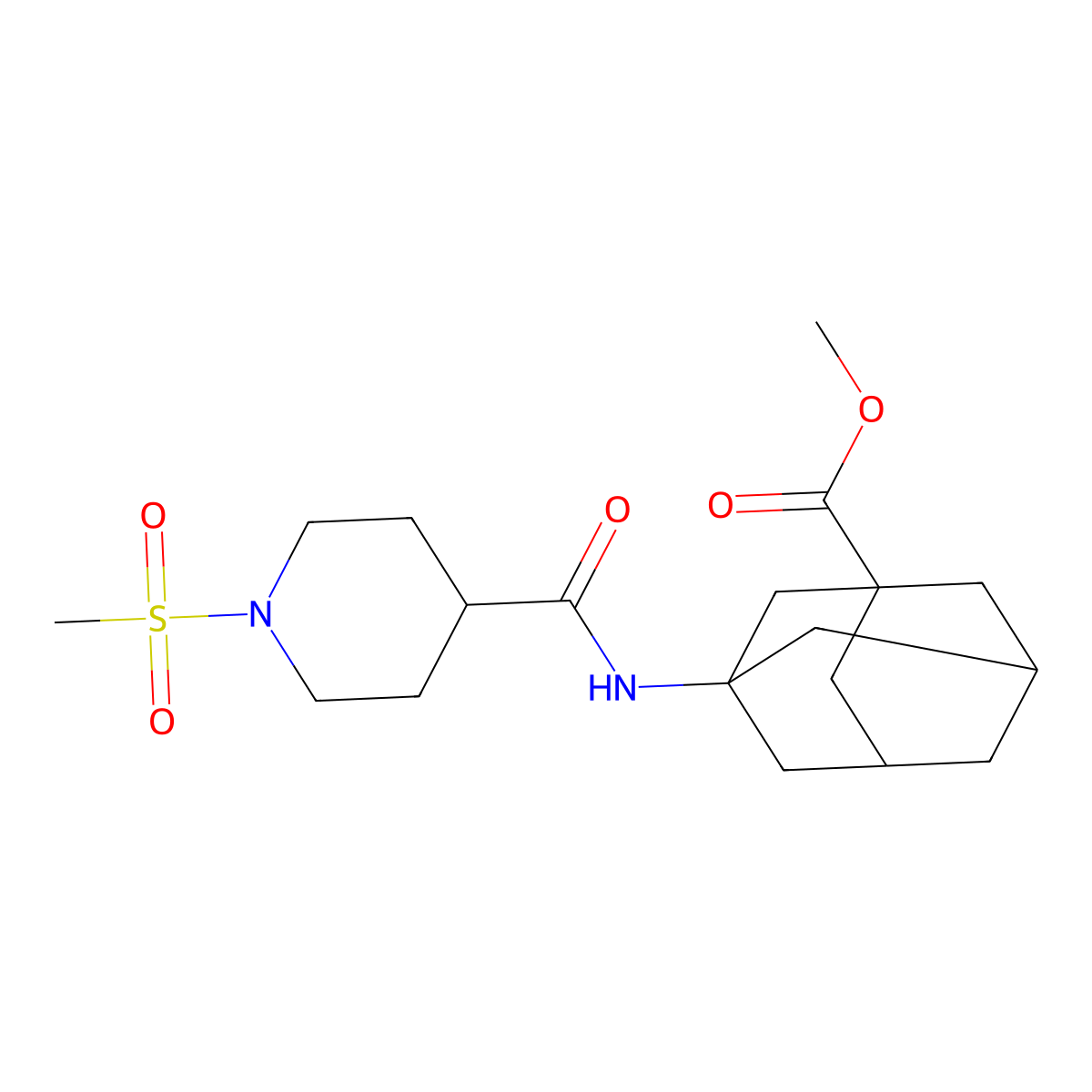 Methyl 3-(1-methanesulfonylpiperidine-4-amido)adamantane-1-carboxylate molecular structure, CAS 1207011-56-0