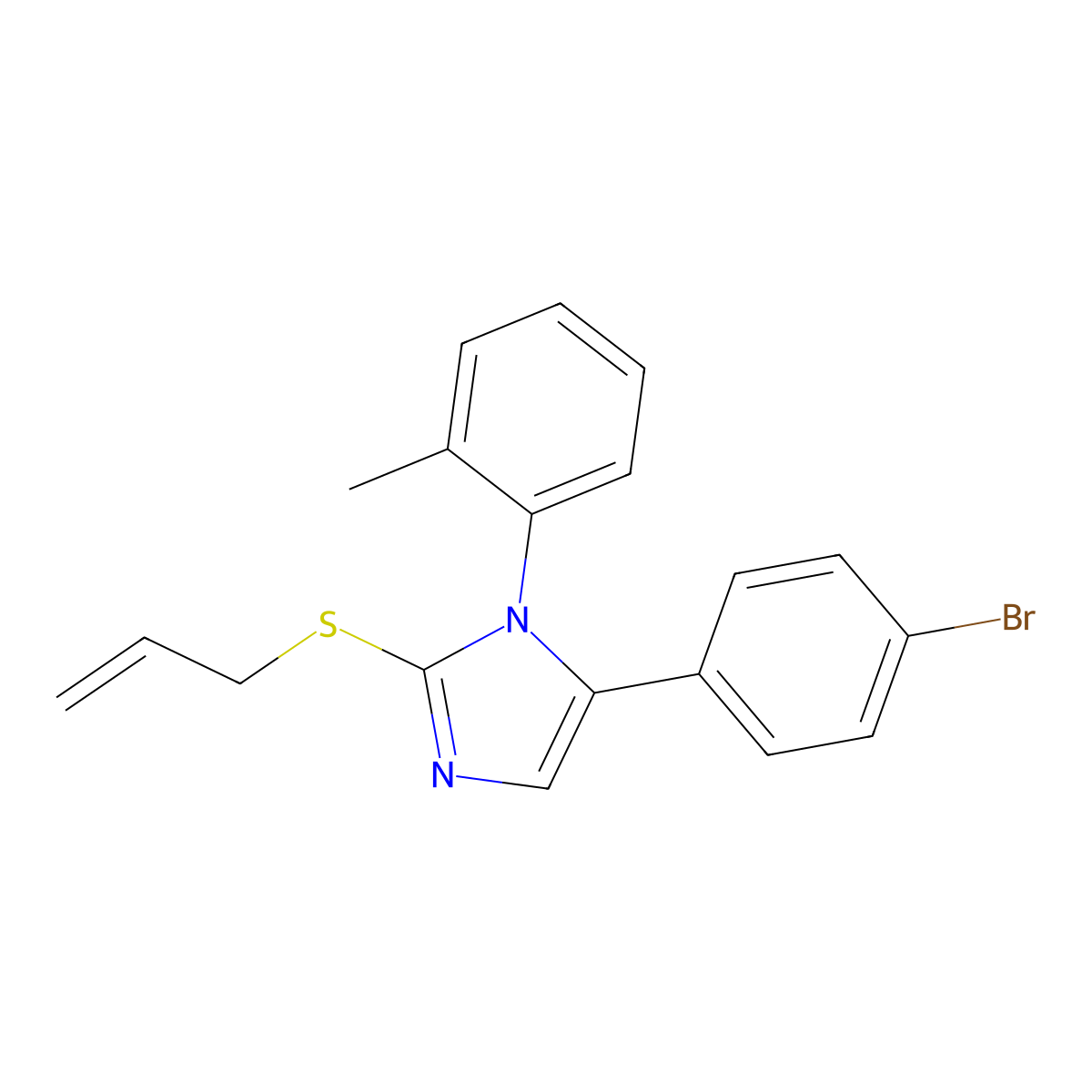2-(allylthio)-5-(4-bromophenyl)-1-(o-tolyl)-1H-imidazole molecular structure, CAS 1207011-57-1