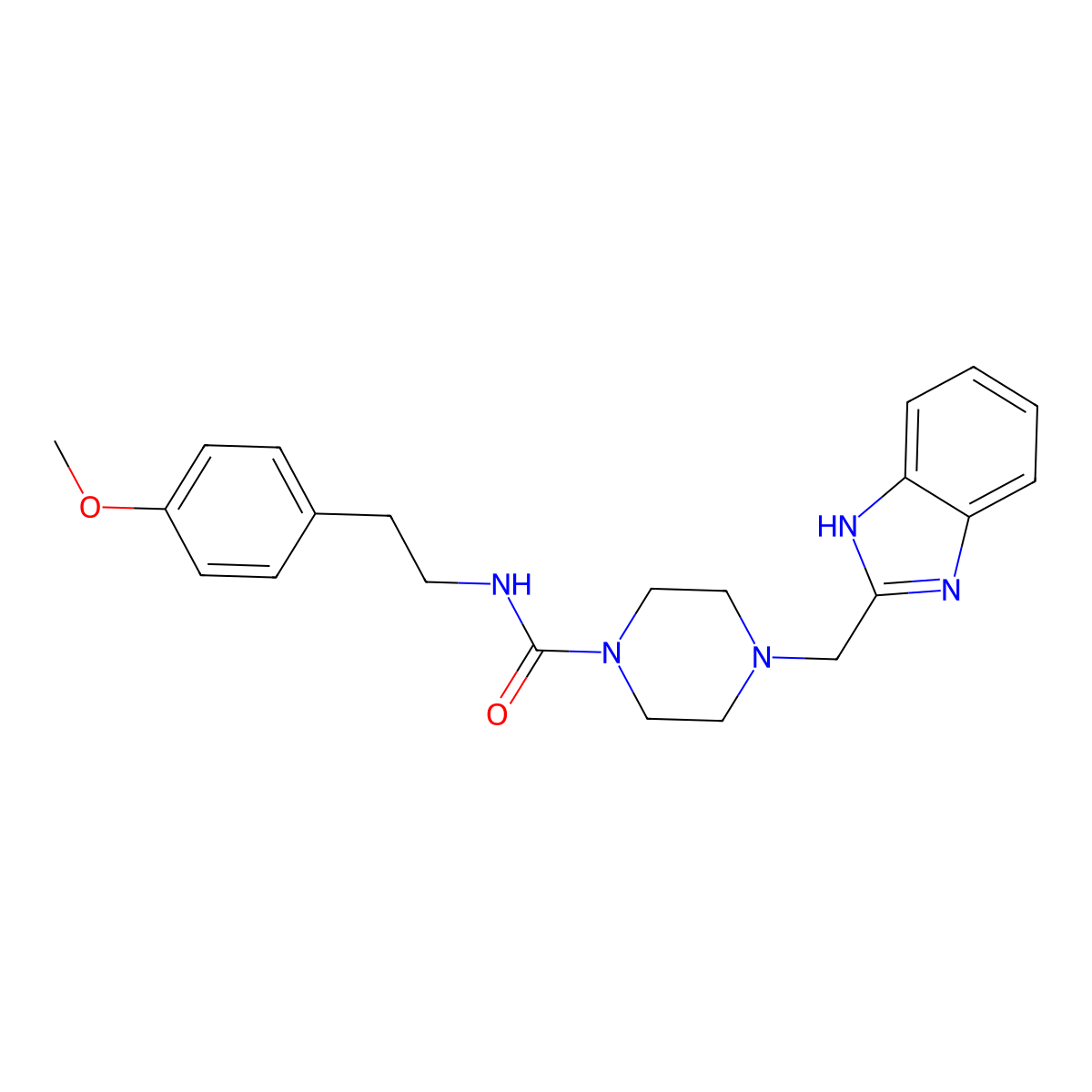 4-((1H-benzo[d]imidazol-2-yl)methyl)-N-(4-methoxyphenethyl)piperazine-1-carboxamide molecular structure, CAS 1207011-58-2