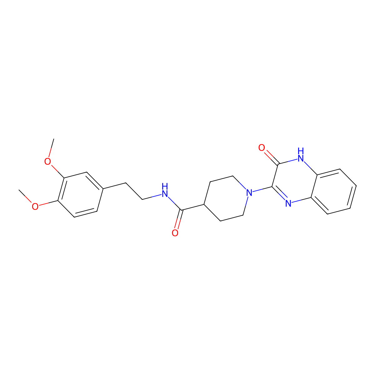 N-(3,4-dimethoxyphenethyl)-1-(3-oxo-3,4-dihydroquinoxalin-2-yl)piperidine-4-carboxamide molecular structure, CAS 1207011-61-7