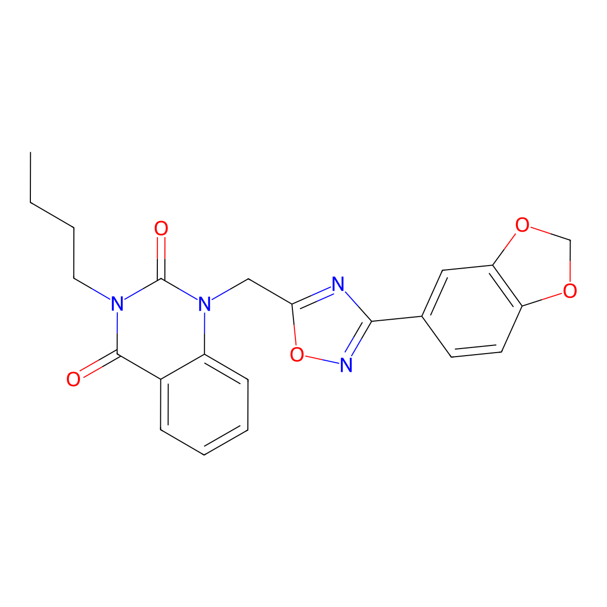 1-((3-(benzo[d][1,3]dioxol-5-yl)-1,2,4-oxadiazol-5-yl)methyl)-3-butylquinazoline-2,4(1H,3H)-dione molecular structure, CAS 1207011-62-8