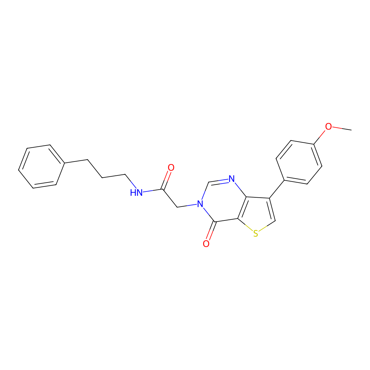 2-[7-(4-methoxyphenyl)-4-oxothieno[3,2-d]pyrimidin-3(4H)-yl]-N-(3-phenylpropyl)acetamide molecular structure, CAS 1207011-64-0