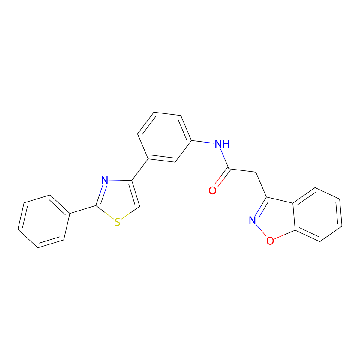 2-(benzo[d]isoxazol-3-yl)-N-(3-(2-phenylthiazol-4-yl)phenyl)acetamide molecular structure, CAS 1207011-65-1