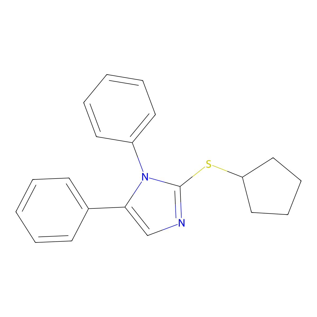 2-(cyclopentylthio)-1,5-diphenyl-1H-imidazole molecular structure, CAS 1207011-67-3