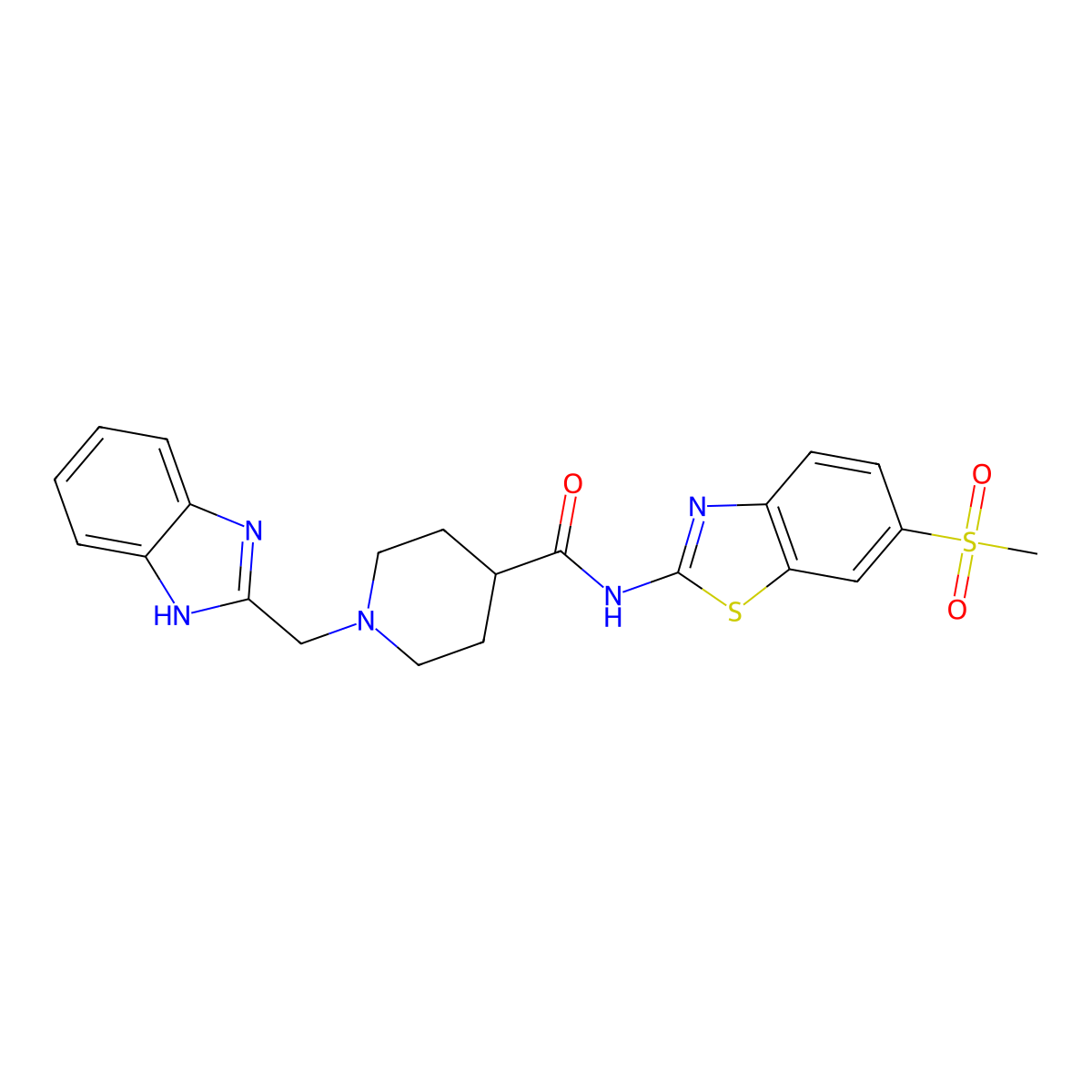 1-((1H-benzo[d]imidazol-2-yl)methyl)-N-(6-(methylsulfonyl)benzo[d]thiazol-2-yl)piperidine-4-carboxamide molecular structure, CAS 1207011-70-8