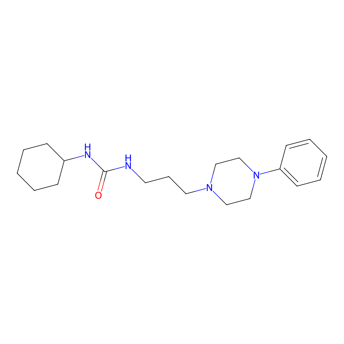 1-Cyclohexyl-3-[3-(4-phenylpiperazin-1-yl)propyl]urea molecular structure, CAS 1207011-71-9