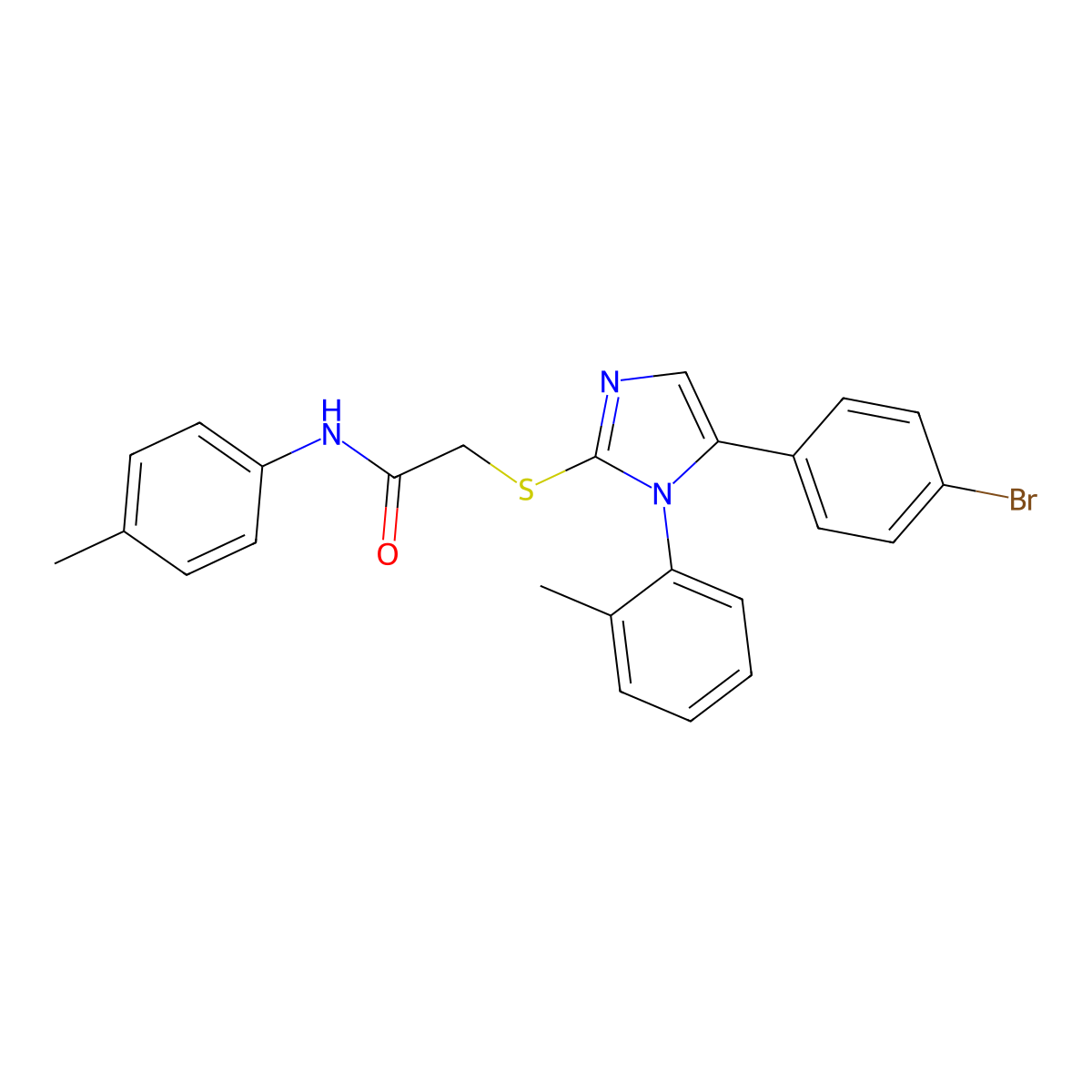 2-((5-(4-bromophenyl)-1-(o-tolyl)-1H-imidazol-2-yl)thio)-N-(p-tolyl)acetamide molecular structure, CAS 1207011-74-2
