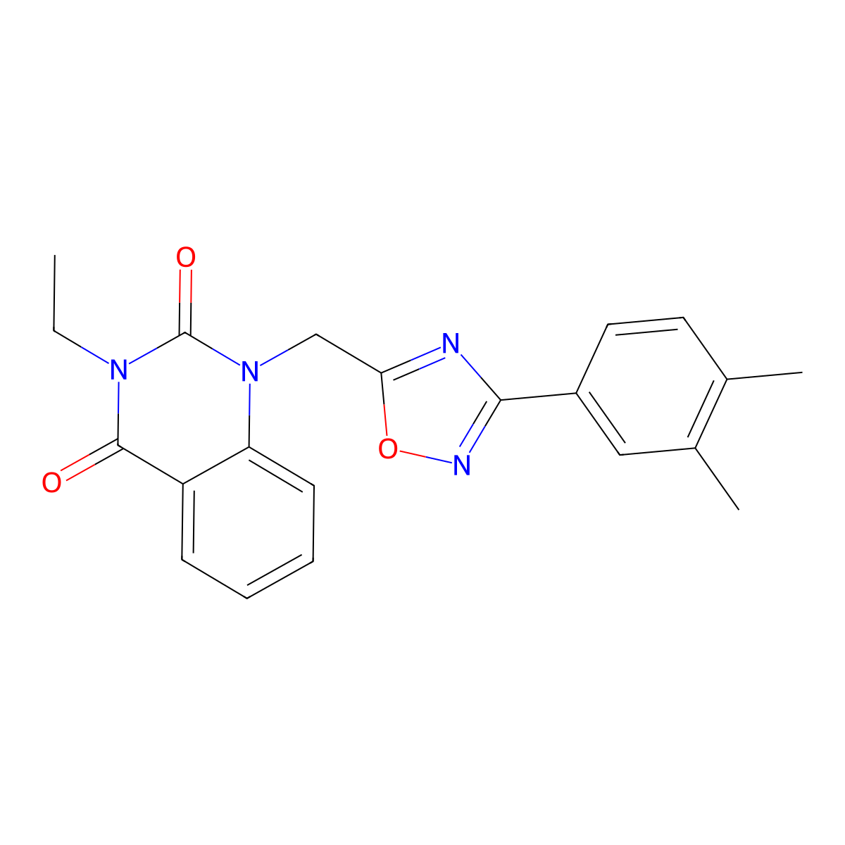 1-((3-(3,4-dimethylphenyl)-1,2,4-oxadiazol-5-yl)methyl)-3-ethylquinazoline-2,4(1H,3H)-dione molecular structure, CAS 1207011-75-3