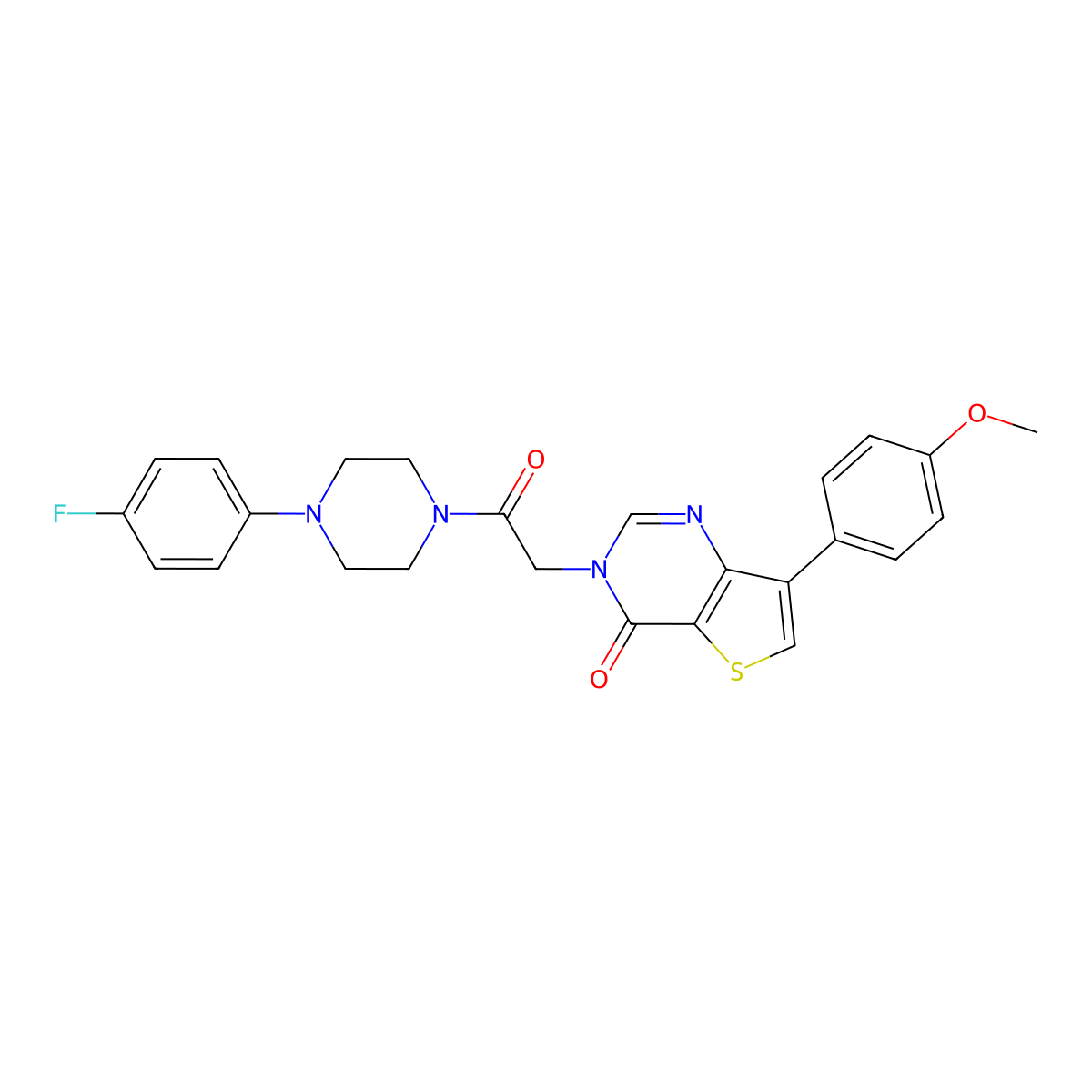 3-(2-(4-(4-fluorophenyl)piperazin-1-yl)-2-oxoethyl)-7-(4-methoxyphenyl)thieno[3,2-d]pyrimidin-4(3H)-one molecular structure, CAS 1207011-76-4