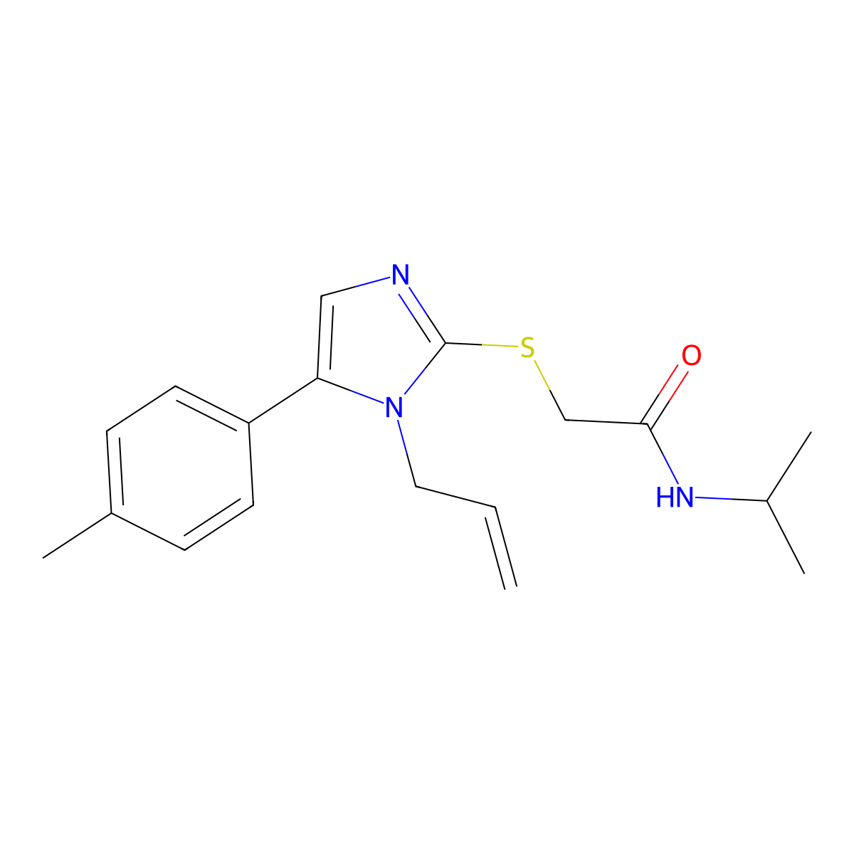 2-{[5-(4-methylphenyl)-1-(prop-2-en-1-yl)-1H-imidazol-2-yl]sulfanyl}-N-(propan-2-yl)acetamide molecular structure, CAS 1207011-79-7