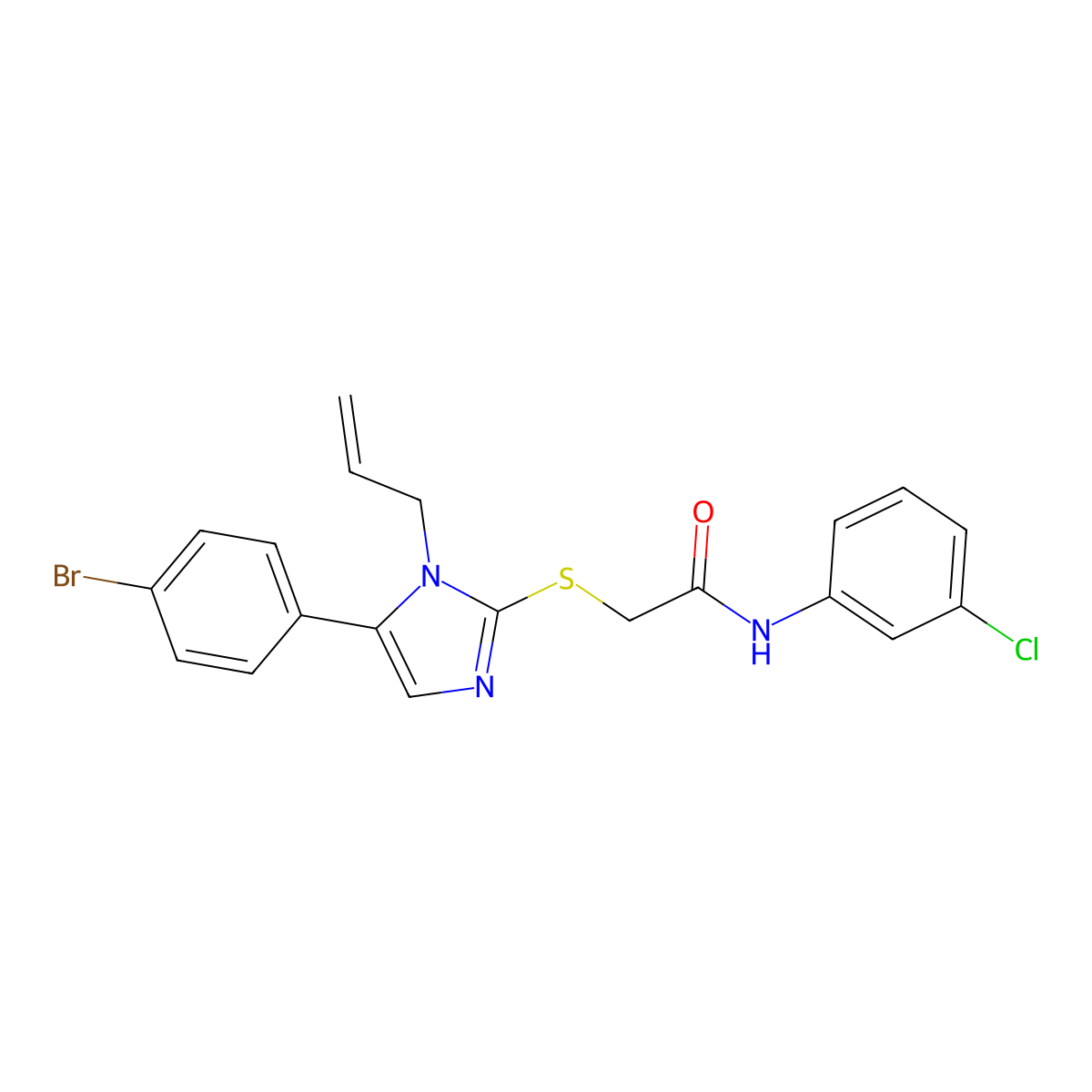 2-((1-allyl-5-(4-bromophenyl)-1H-imidazol-2-yl)thio)-N-(3-chlorophenyl)acetamide molecular structure, CAS 1207011-81-1