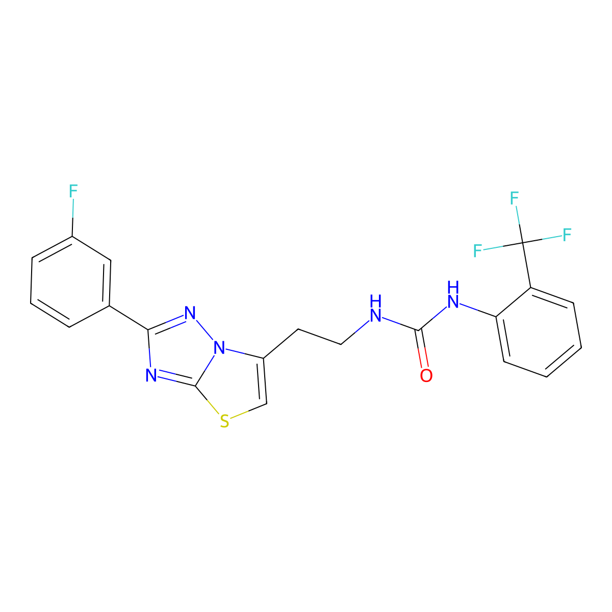 1-(2-(2-(3-Fluorophenyl)thiazolo[3,2-b][1,2,4]triazol-6-yl)ethyl)-3-(2-(trifluoromethyl)phenyl)urea molecular structure, CAS 1207011-86-6