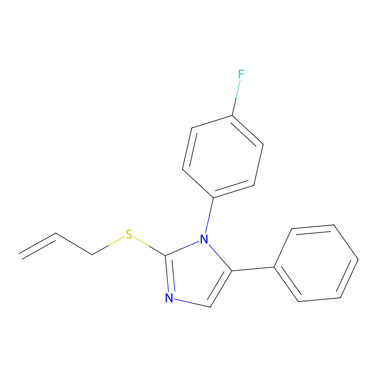 2-(allylthio)-1-(4-fluorophenyl)-5-phenyl-1H-imidazole molecular structure, CAS 1207011-87-7