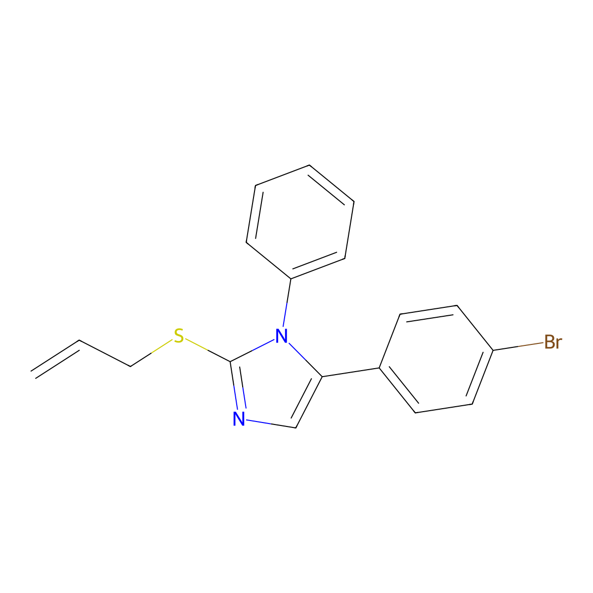 2-(allylthio)-5-(4-bromophenyl)-1-phenyl-1H-imidazole molecular structure, CAS 1207011-89-9