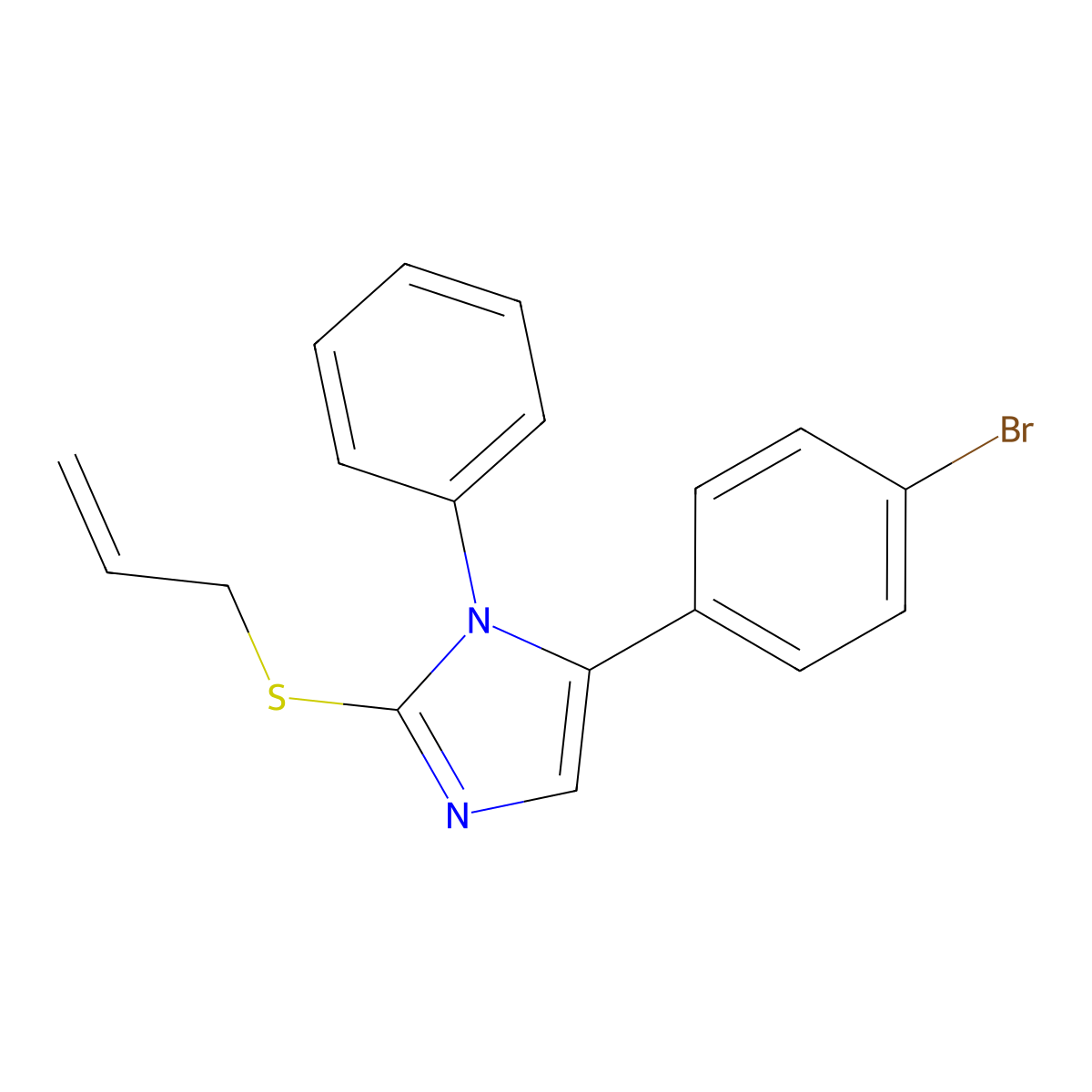 2-(allylthio)-5-(4-bromophenyl)-1-phenyl-1H-imidazole molecular structure, CAS 1207011-89-9
